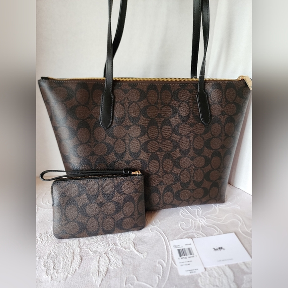 ✨️NWT Coach 2FER✨️Signature Zip Top Tote (2024) & Matching Wristlet - Picture 5 of 12